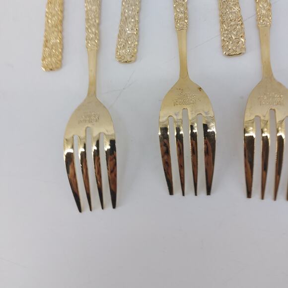 National Stainless Japan Salad Fork Gold Set of 10 Hollywood Regency - Picture 14 of 15